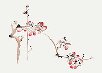 Flower vector botanical art print, remixed from artworks by Hu Zhengyan