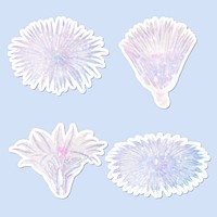 Holographic cactus flower sticker with white border