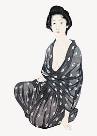 Japanese woman collage element, vintage artwork psd