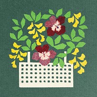 Vintage basket of flowers mockup