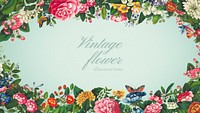 Vintage antique mixed flower frame illustration mockup