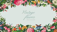 Vintage mixed Chinese flower frame vector