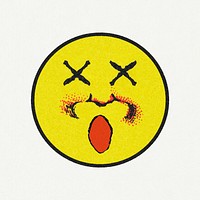 Vintage yellow round astonished emoji design element