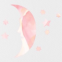 Celestial crescent moon with stars design element