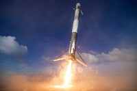 THAICOM 8 first&ndash;stage landing (2016). Original from Official SpaceX Photos. Digitally enhanced by rawpixel.