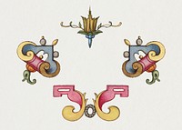 Victorian ornamental elements decorative illustration