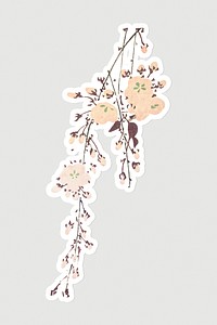 Pink cherry blossom sticker on gray background