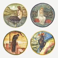 Vintage allegory illustration vector collection