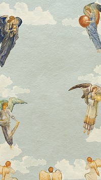 Vintage angel illustration mobile wallpaper