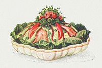 Vintage hand drawn lobster salad illustration