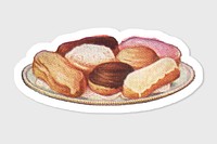 Hand drawn assorted eclairs sticker with white border