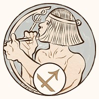 Art nouveau sagittarius zodiac sign psd, remixed from the artworks of <a href="https://www.rawpixel.com/search/Alphonse%20Maria%20Mucha?sort=curated&amp;page=1">Alphonse Maria Mucha</a>