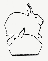 Vintage hares animal psd art print, remix from artworks by Samuel Jessurun de Mesquita