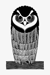 Vintage owl animal art print vector, remix from artworks by Samuel Jessurun de Mesquita