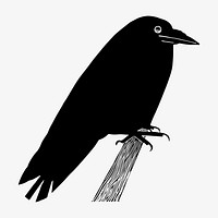 Vintage crow animal art print vector, remix from artworks by Samuel Jessurun de Mesquita