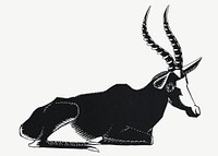 Vintage blesbok psd animal art print, remix from artworks by Samuel Jessurun de Mesquita