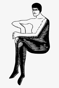 Vintage nude sitting man art print vector, remix from artworks by Samuel Jessurun de Mesquita