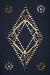 Vintage gold diamond shape ornament art print, remix from artworks by Samuel Jessurun de Mesquita