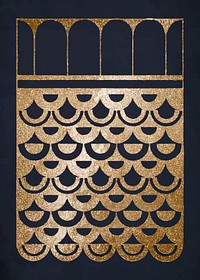 Vintage gold fish scales ornament vector art print, remix from artworks by Samuel Jessurun de Mesquita