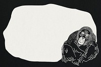 Vintage orangutan black frame art print, remix from artworks by Samuel Jessurun de Mesquita