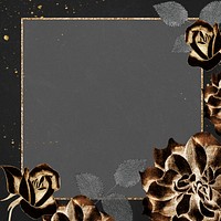 Vintage glittery gold roses frame art print, remix from artworks by Samuel Jessurun de Mesquita