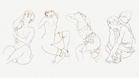Nude woman line art drawing collection remixed from the artworks of Egon Schiele.