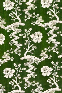 Antique blooming flowers green floral pattern background image