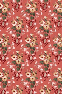 Vintage red blooming floral pattern background