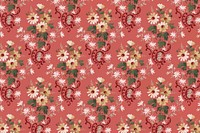 Vintage red blooming flowers vector pattern background