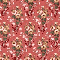 Vintage red blooming flowers pattern background vector