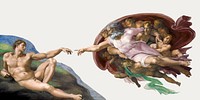 Creation of Adam vector, famous painting, remixed from artworks by Michelangelo Buonarroti