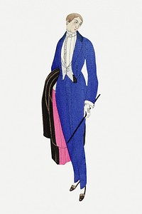 Man Man holding long tailcoat, remixed from the artworks by Charles Martin