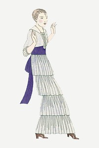 Woman in vintage flapper dress vector, remixed from the artworks by Bernard Boutet de Monvel