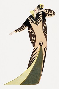 Woman in long tubular dress, remixed from the artworks by Otto Friedrich Carl Lendecke