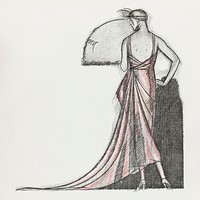 Back view woman in flapper dress, remixed from the artworks by Bernard Boutet de Monvel