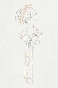 Vintage psd woman in fashionable dress illustration, remixed from the artworks by Charles Martin