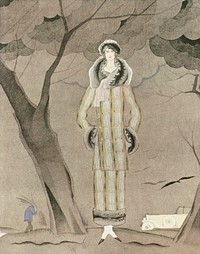 Woman in long fur coat illustration, remixed from the artworks by Charles Martin