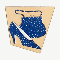 Polka dot handbag and shoe vector, remixed from vintage illustration published in Art&ndash;Go&ucirc;t&ndash;Beaut&eacute;
