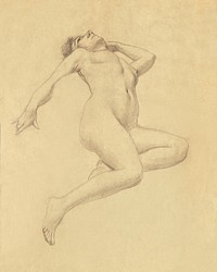 Vintage erotic nude art of a naked woman. Study of Reclining Nude Figure (1900) by Louis Schaettle. Original from The Smithsonian. Digitally enhanced by rawpixel.
