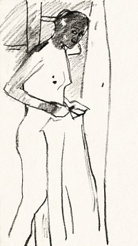 Vintage erotic nude art of a naked woman. Standing Female Nude (1895&ndash;1898) by George Hendrik Breitner. Original from The Rijksmuseum. Digitally enhanced by rawpixel.