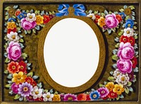 Vintage photo frame with flower vector
