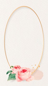 Blank floral oval frame vector