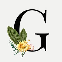 Floral letter g vector typography