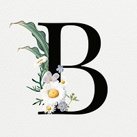 B floral alphabet lettering psd