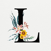 L psd floral alphabet font