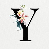 Letter Y psd vintage floral font