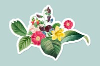 Colorful spring blossoms sticker vector