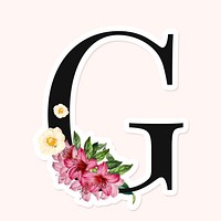 Flower decorated capital letter G sticker vector