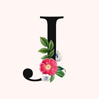 Flower decorated capital letter J typography vector