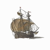 Antique ship illustration vector